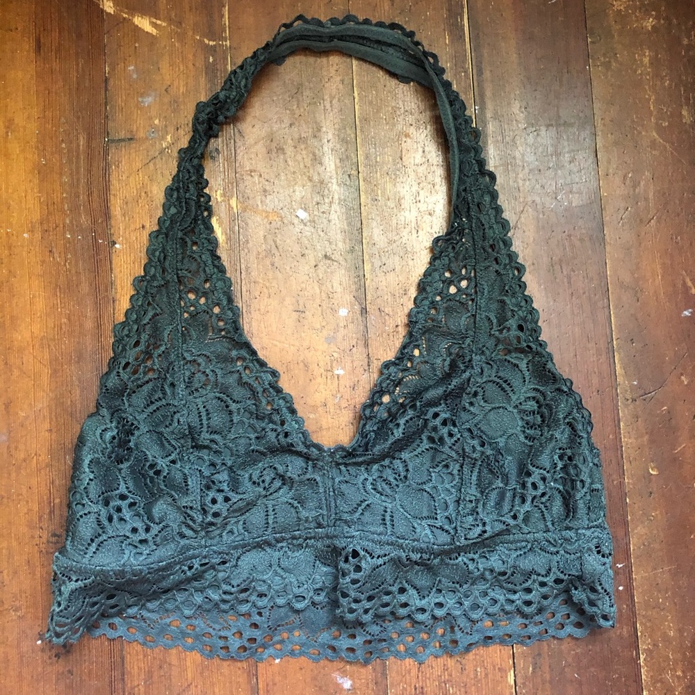 Dark Green Aerie Halter Bralette